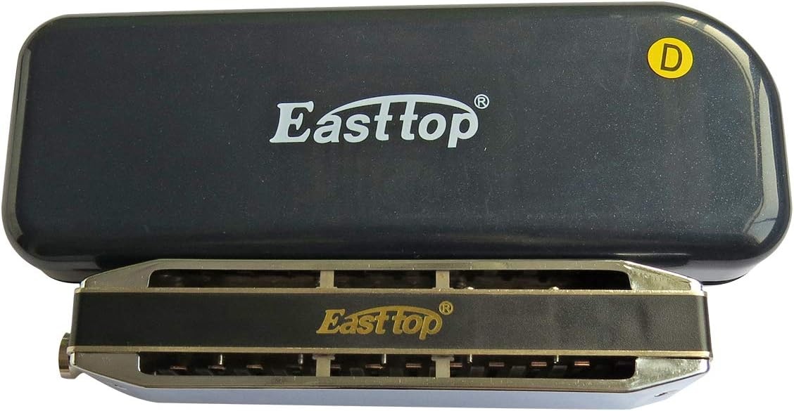 image:imageEast top Chromatic Harmonica 12Hole 48Tone Key of C ABS Comb Phosphor Bronze Reed Blue Cover EAP12silverD