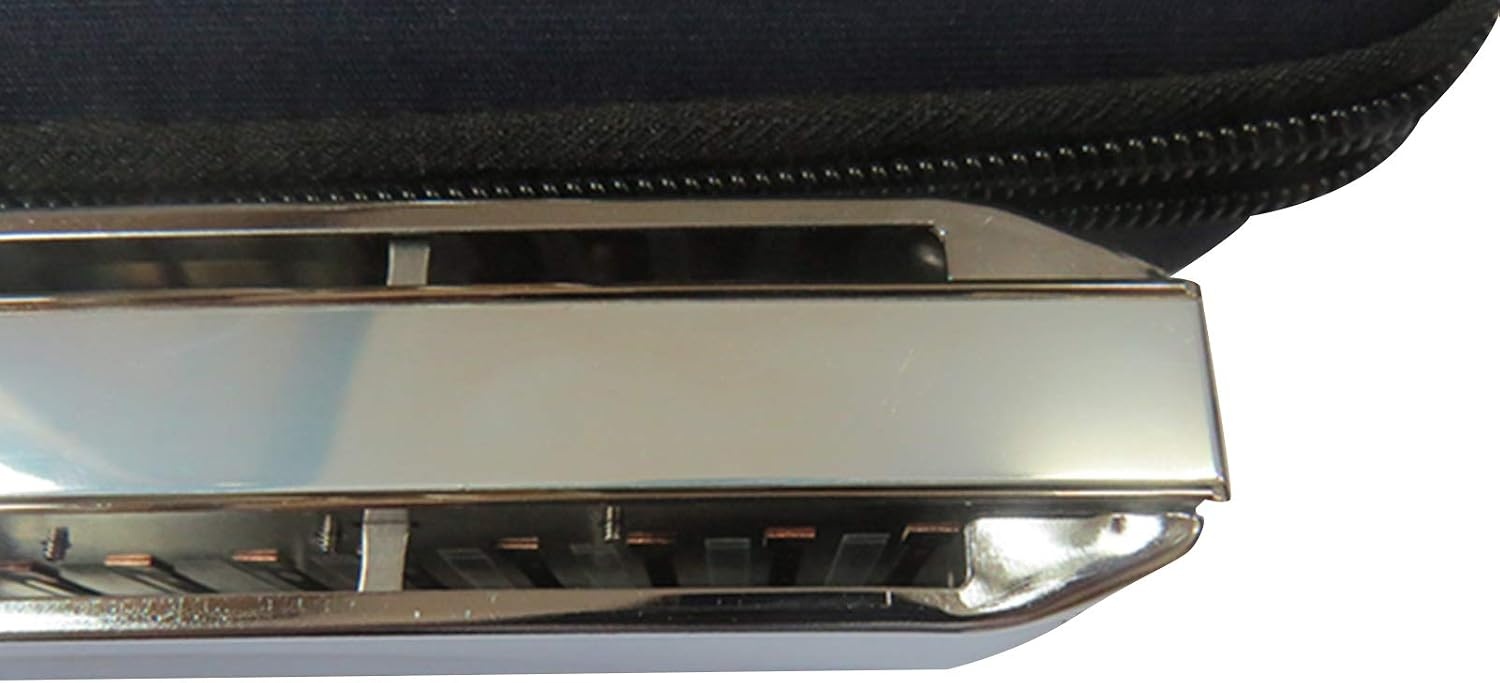 image:imageEast top Chromatic Harmonica 12Hole 48Tone Key of C ABS Comb Phosphor Bronze Reed Blue Cover EAP12silverbrass combBb