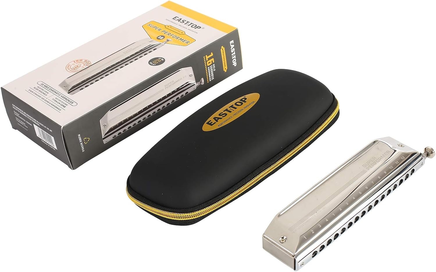 image:imageEast top Upgrade Chromatic Harmonica 12 Hole 48 Tone Key of C Professional Chromatic Mouth Organ Harmonica For Adults Students and band playerssilver16