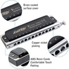 East top Chromatic Harmonica, 12-Hole 48-Tone Key of C, ABS Comb, Phosphor Bronze Reed, Blue Cover (EAP-12)(black-C)