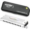 East top Chromatic Harmonica, 12-Hole 48-Tone Key of C, ABS Comb, Phosphor Bronze Reed, Blue Cover (EAP-12)(silver-A)