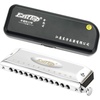 East top Chromatic Harmonica, 12-Hole 48-Tone Key of C, ABS Comb, Phosphor Bronze Reed, Blue Cover (EAP-12)(silver-C)