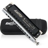 East top Chromatic Harmonica, 12-Hole 48-Tone Key of C, ABS Comb, Phosphor Bronze Reed, Blue Cover (EAP-12)(black-C)