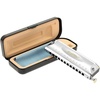East top Chromatic Harmonica, 12-Hole 48-Tone Key of C, ABS Comb, Phosphor Bronze Reed, Blue Cover (EAP-12)(silver-C)