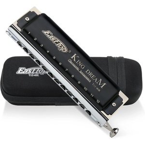 East top Chromatic Harmonica, 12-Hole 48-Tone Key of C, ABS Comb, Phosphor Bronze Reed, Blue Cover (EAP-12)(black-C)