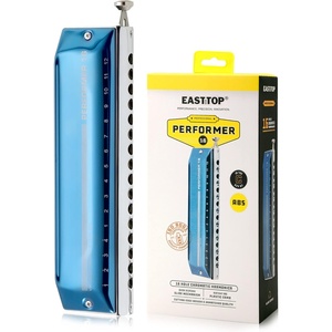 East top Chromatic Harmonica, 12-Hole 48-Tone Key of C, ABS Comb, Phosphor Bronze Reed, Blue Cover (EAP-12)(blue-16)