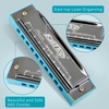East top Harmonica, Diatonic 10 Holes C Key, Blues, for Beginner, Kids, Children, Students, Gift, with Case, Clean Cloth and Manual(blue-grey)