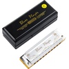 East top Upgrade Diatonic Harmonica, Blues Mouth Organ Harmonica Key of Db for Adults, Professionals and Students (PRO20-Db)(Silver2-C)