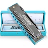 East top Harmonica, Diatonic 10 Holes C Key, Blues, for Beginner, Kids, Children, Students, Gift, with Case, Clean Cloth and Manual(blue-grey)
