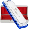 East top Harmonica C, Updated Diatonic Blues Deluxe Harmonica C Key 10 Holes 20 Tones Professional Diatonic Mouth Organ, harmonica for Adults, Professionals, Beginners and Students as gift(BLUE D)