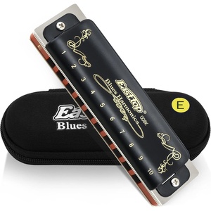 East top Diatonic Harmonica Key of E, 10 Holes 20 Tones 008K Mouth Organ with Black Cover, Top Grade Harmonica for Adults, Professionals and Students