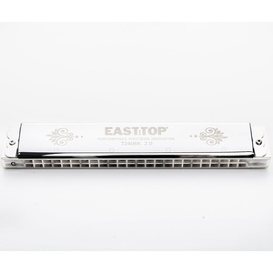 East top Tremolo Harmonica Key of C, 24 Holes Professional Tremolo Mouth Organ T2406S Harmonica For Adults, Professionals and Students(Silver-T2406K 2.0-C)